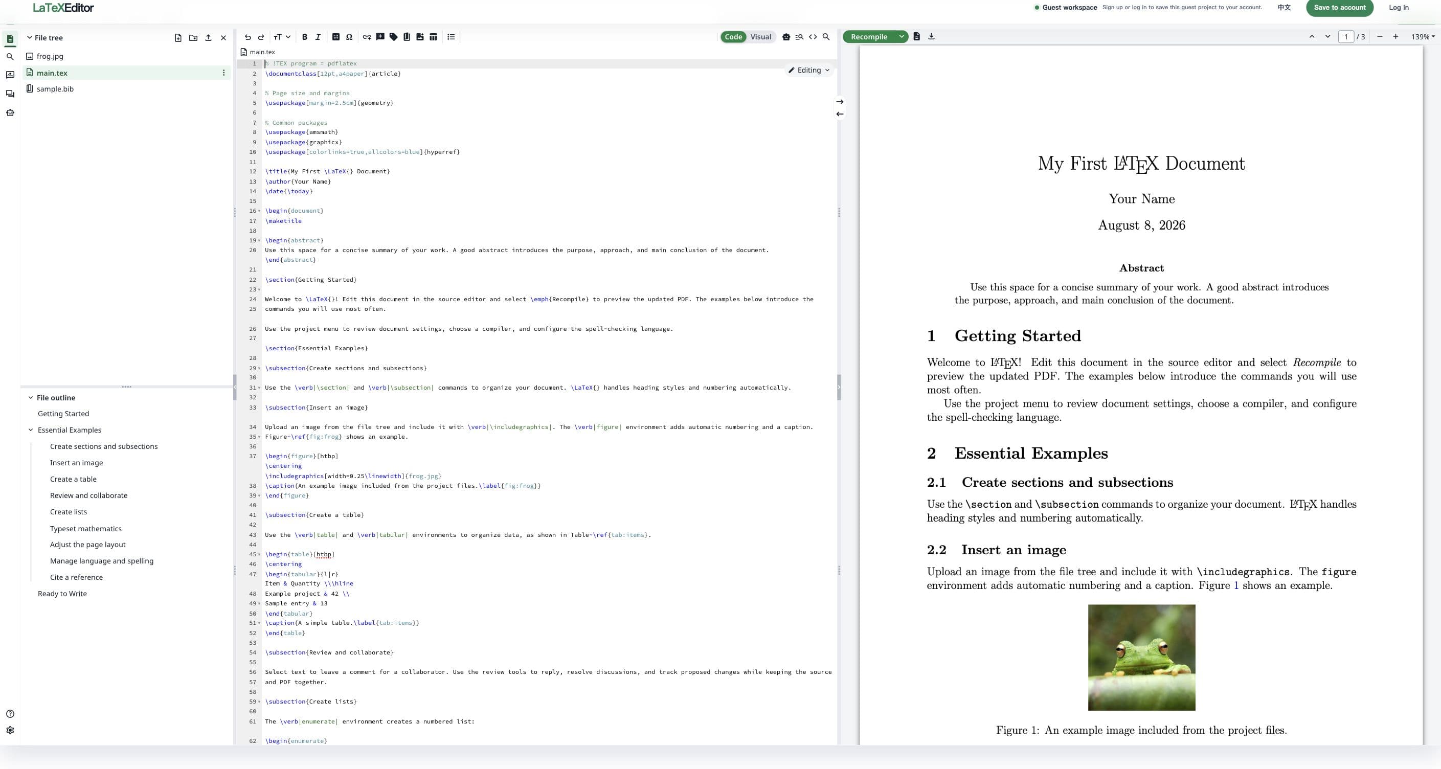 AI LaTeX research workspace overview